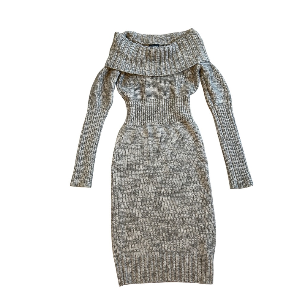 MODA‎ INTERNATIONAL Off Shoulder Knit Dress Long Sleeve Sweater Dress